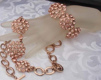 Anne Klein Rose Pink Rhinestone necklace and bracelet