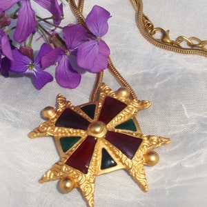 Anne Klein Maltese Enamel pendant necklace vintage