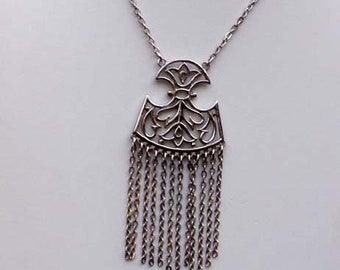 Vintage Trifari Silver Tone Boho Necklace