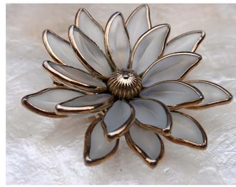 Trifari Lily frosted glass floral brooch 1949