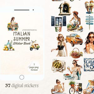 La Dolce Estate Sticker Set – 37 Italian Summer PNG Stickers for Journals, Planners & Scrapbooking