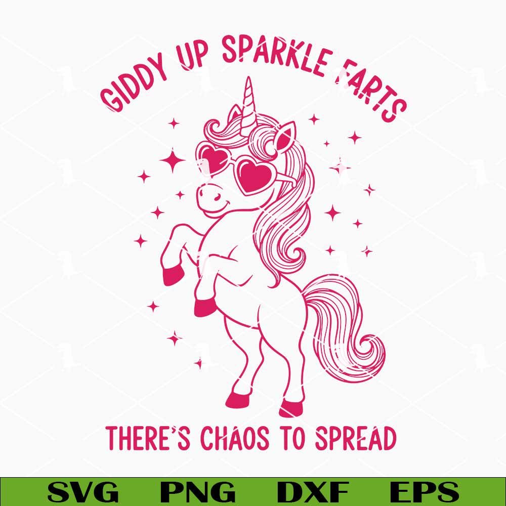 Giddy Up Sparkle Farts Unicorn Svg Png, There's Chaos To Spread Svg, Funny Animal Quote Svg, Sarcastic Saings Svg Cut Files