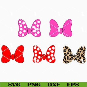 Mouse Bow Svg Png Bundle, Leopard Bow Svg, Polkadot Bow Svg, Birthday Girl Svg Cut Files Cricut