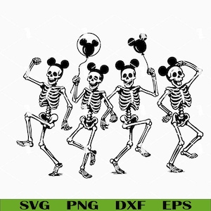 Skelettmusöron som dansar Svg Png, Spooky Season Svg, Roliga Halloween Svg Cricut-filer