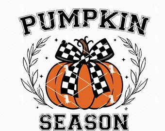 Pumpkin Season Svg Png, Pumpkin Coquette Bow Svg, Preppy Fall Svg Cut Files Cricut