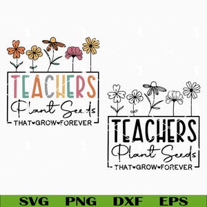 Professores Plantam Sementes Que Crescem Para Sempre SVG, Professor de Flores Silvestres SVG, Designs PNG de Citações de Professores Retro