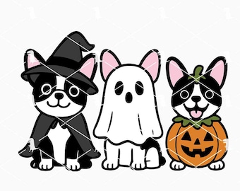 Bulldog francese Halloween SVG PNG, Cane carino Halloween SVG, Boo Dogs SVG Cut Files Cricut