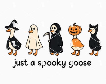 Just A Spooky Goose Svg Png, Funny Halloween Goose Svg, Pumpkin Goose Svg Cut Files Cricut
