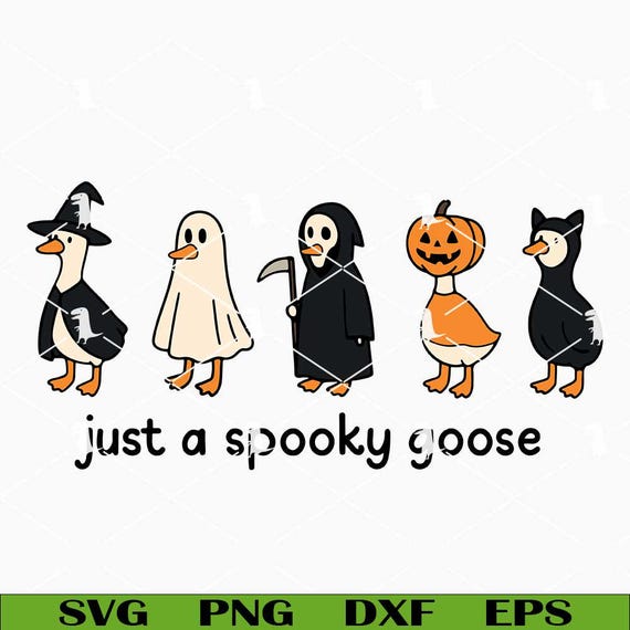 Just A Spooky Goose Svg Png, Funny Halloween Goose Svg, Pumpkin Goose Svg Cut Files Cricut