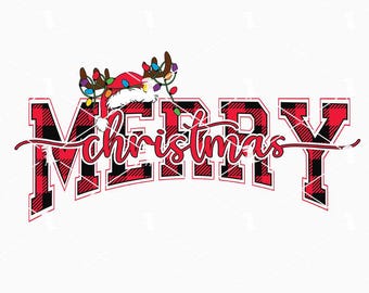 Merry Christmas Buffalo Plaid Svg Png, Santa Hat Svg, Xmas Holiday Svg Cricut Files