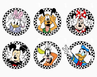 Retro mus och vänner rutig svg png-paket, Magic Kingdom svg, musvänner fredshand svg, familjesemester svg klippfiler