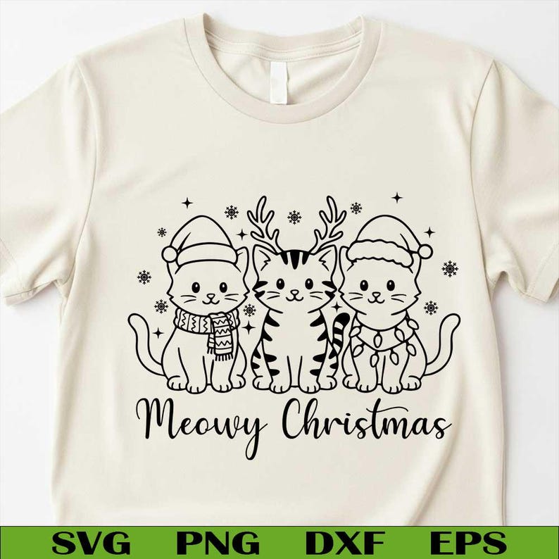 Meowy Christmas Svg Png, Christmas Cat Svg, Funny Cat Holiday Svg, Cat ...