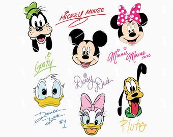 Mouse With Friends Signatures Svg Png, Family Vacation Svg, Mouse Head Svg Cutting Files