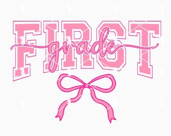 Eerste klas Coquette Bow Svg Png, terug naar school Svg, Pink Girly School Svg, eerste dag van school Svg