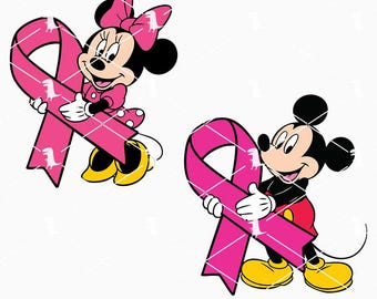 Mouse With Pink Ribbon Svg Png, Breast Cancer Month Svg, Support Cancer Svg Cricut Files