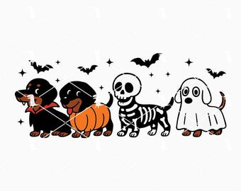 Halloween Dachshund Png, Gruseliger Hund zwar, Halloweiner Aufbügler, Süßes oder Saurer Aufdruck Cricut