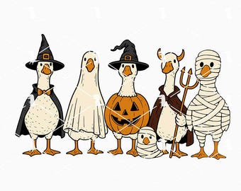 Halloween Goose Svg Png, Spooky Goose Svg, Ghost Goose Svg, Pumpkin Goose Svg Cut Files Cricut