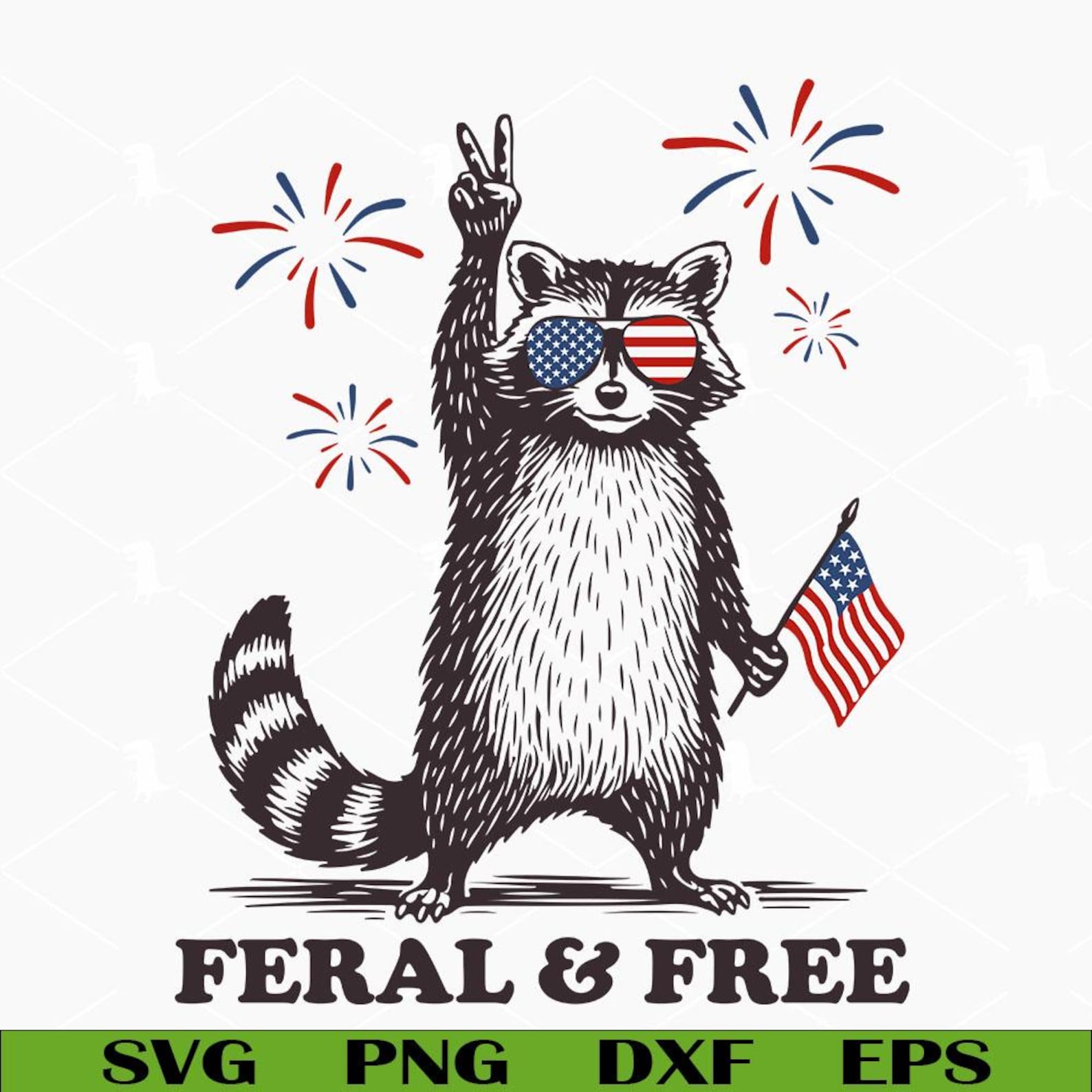 Feral and Free Raccoon Svg, Patriotic Raccoon Png, Vintage Raccoon USA ...