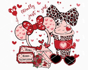 Just A Girl Valentine Svg Png, Mouse Coquette Valentine Svg, Valentines Hearts Svg, Valentine Day Svg Cricut Files