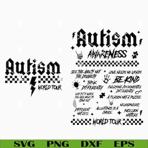 Autism Awareness World Tour SVG, Autism Rock SVG, grappig autisme SVG voor shirts