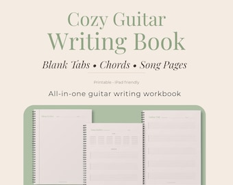 Cuaderno de tablaturas de guitarra / Tablaturas en blanco, acordes, páginas de canciones (descarga digital)