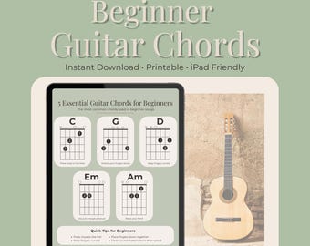 Tabela akordów gitarowych dla początkujących | 5 niezbędnych akordów, ściągawka dla dzieci i dorosłych (plik PDF do druku)
