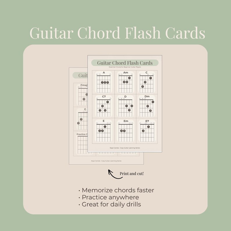 Zestaw dla początkujących gitarzystów | Schemat akordów, fiszki, plan ćwiczeń, przewodnik po grze na gitarze (plik PDF do pobrania w wersji do druku) zdjęcie 4