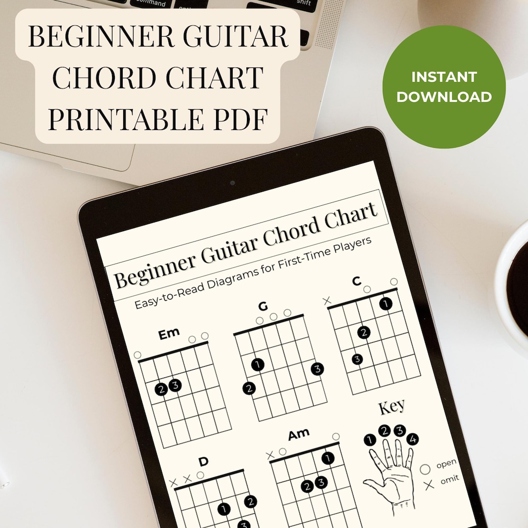 Beginner Guitar Chord Chart Printable PDF | Learn Guitar Worksheet ...