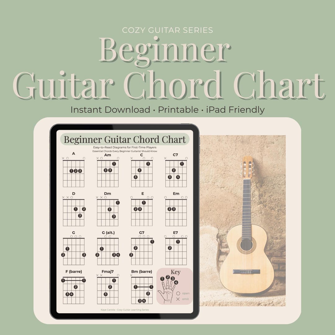 Beginner Guitar Chord Chart | Essential Chords, Practice Sheet (PDF ...