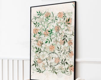 Art Nouveau Art Print, Vintage William Morris Floral Wall Art, Jasmine Pattern Decor, Housewarming Gift, Elegant Vintage Decor