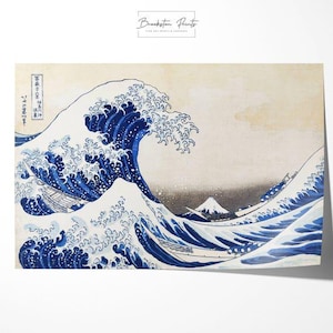 Great Wave Off Kanagawa Art Print | Vintage Hokusai Wall Art | Japanese Decor | Asian Home Decoration Gift