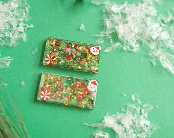 Christmas Resin Bar clips. Snow man resin theme clips