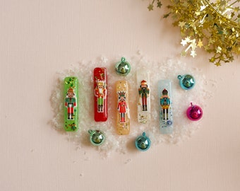 Christmas Resin Bar clips. Nutcracker clips