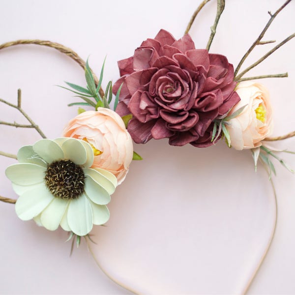 Fall floral Minnie Mouse ears. Mickey ears. Floral minnie ears. Minnie ears