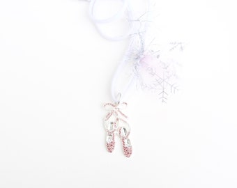 Nutcracker ballet slippers christmas charm necklace