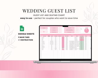 Wedding Guest List Template: Google sheets Planner, Seating Chart, Countdown, RSVP Tracker (Digital Download)