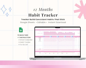 Gewohnheitstracker für Google Tabellen: Monatskalender, tägliche Aufgabenliste, Tagesplaner-Tabelle (Digitaler Download)
