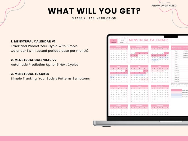 Period Tracker Google Sheets Menstrual Calendar Spreadsheet Period ...