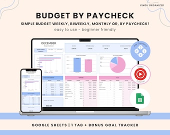 Weekly Paycheck Budget for Google Sheets, Expense Tracker Spreadsheet, Personal Finance Digital Download