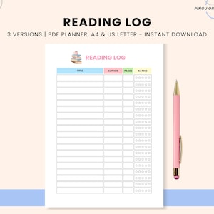 Reading Log Printable: Book Journal & Reading Tracker (PDF Download A4/Letter Size