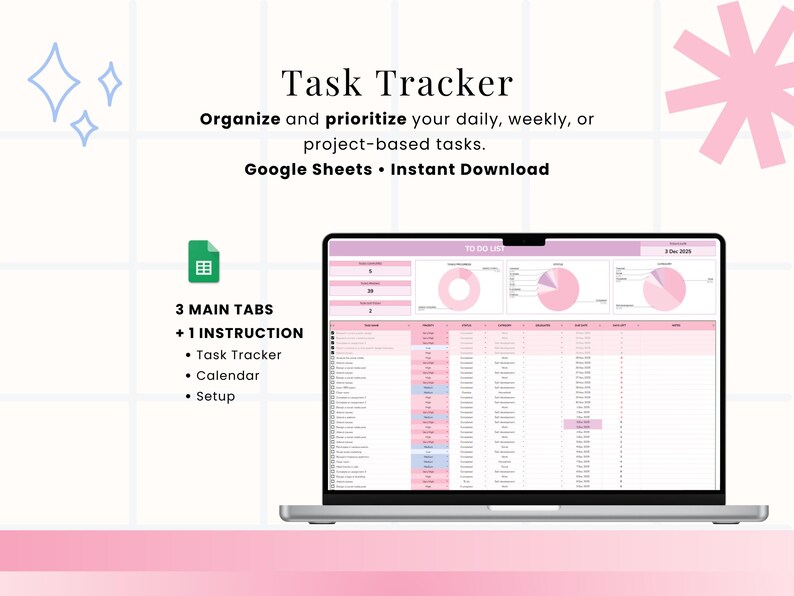 Task Tracker Google Sheets, to Do List, ADHD Checklist (digital ...