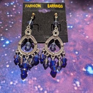blue crystal drop earrings