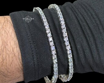 3mm Tennis Bracelet, Iced Out CZ Diamonds 14k White Gold Plated, Tarnish Resistant Iced Sparkle Bracelet Unisex Jewelry Bling Gift 7,8"