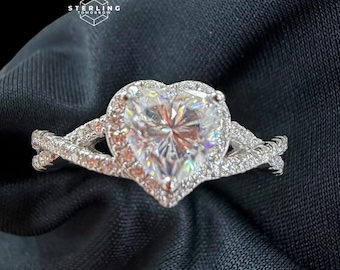 2.5 CTW Heart Cut Moissanite Infinity Engagement Ring 925 Sterling Silver D VVS1