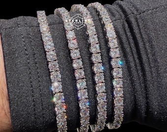 4mm Moissanite Tennis Bracelet, 925 Sterling Silver, VVS1 D Color, GRA Certified, Classic Jewelry Gift Iced Out Tennis Bracelet Unisex