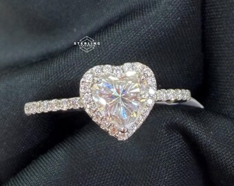 2.3 CTW Heart Cut Moissanite Engagement Ring, 925 Sterling Silver, D Color VVS1 (GRA Certified)