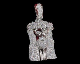 Moissanite Iced Out Jesus Pendant 925 Sterling Silver Pass Diamond Tester Mens Religious Jesus Piece w/Free Rope Chain