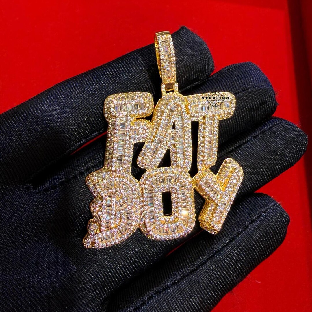 14K Gold Plated FAT BOY Pendant Necklace | Iced Out CZ Hip Hop Charm ...