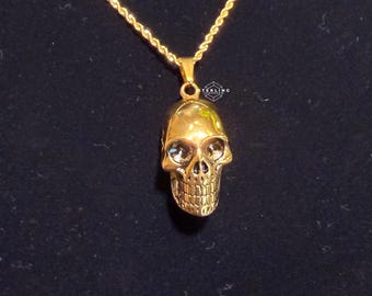 Skull Stainless Steel Pendant Gothic Biker Necklace Mens Jewelry Punk Rock Charm Waterproof 316L Gift + FREE Anti-tarnish Steel Rope Chain