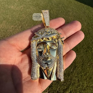 Solid 14k Yellow Gold Real Diamond Jesus Piece Pendant - Iced Hip Hop Necklace  65794.1676571776